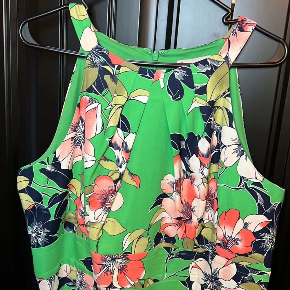 Green Halter style  round neck dress